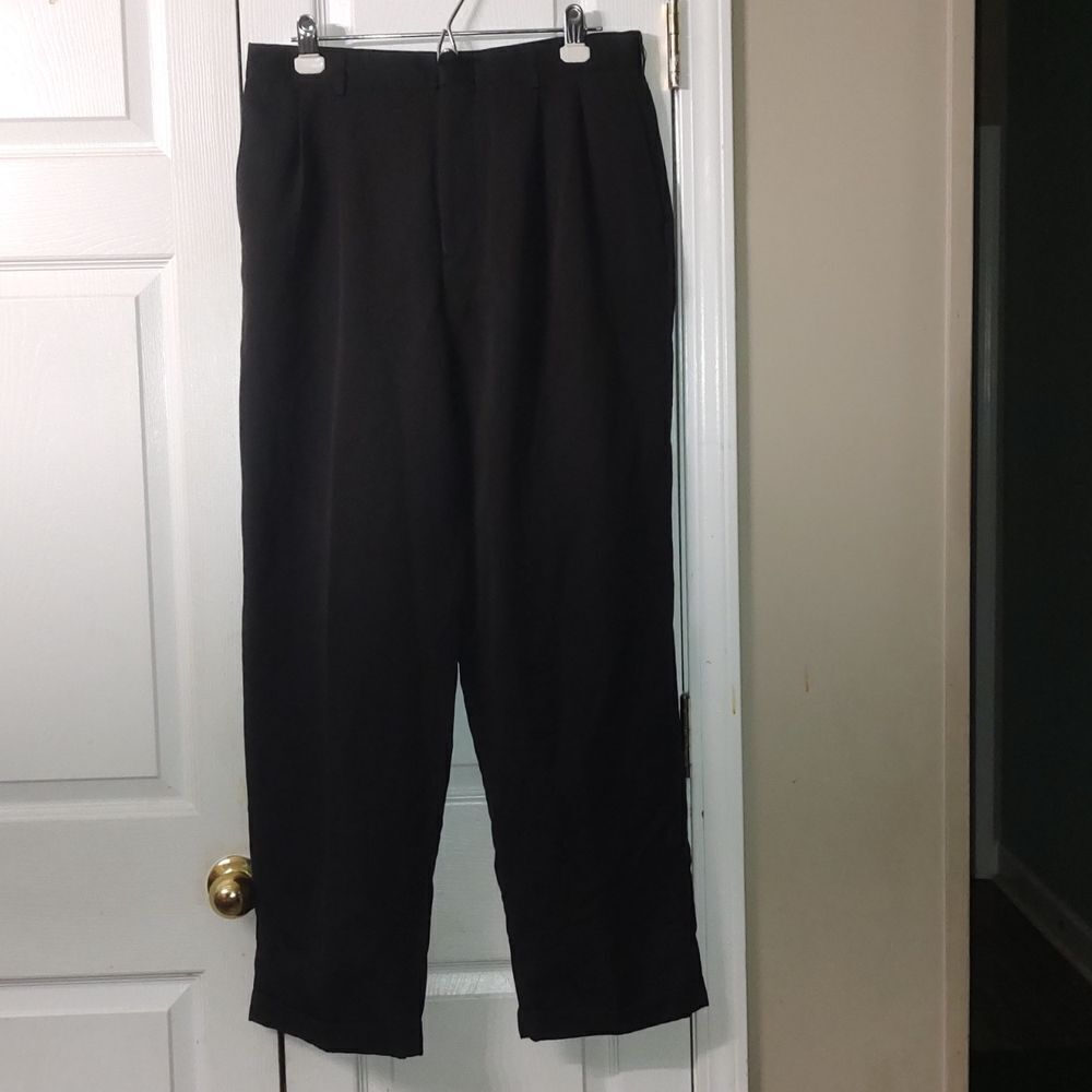 Perry Ellis black pleated dress pants business casual Sz 32x32 EUC